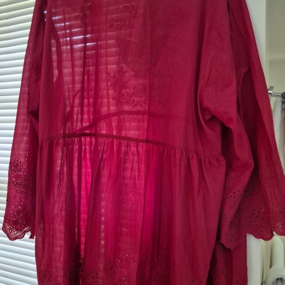 Gudrun Sjoden red embroidered organic cotton top XL - Picture 2 of 7